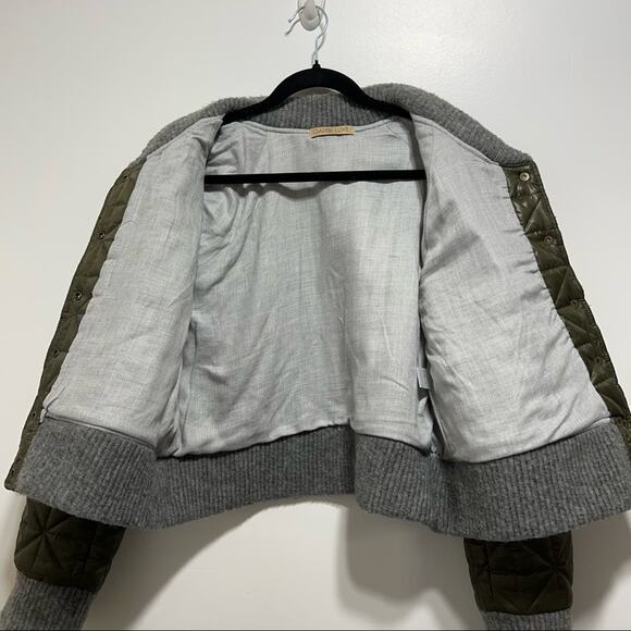 GARBE LUXE Catherine Puffer Cropped Quilted Jacket Size L Army Green - Picture 10 of 13